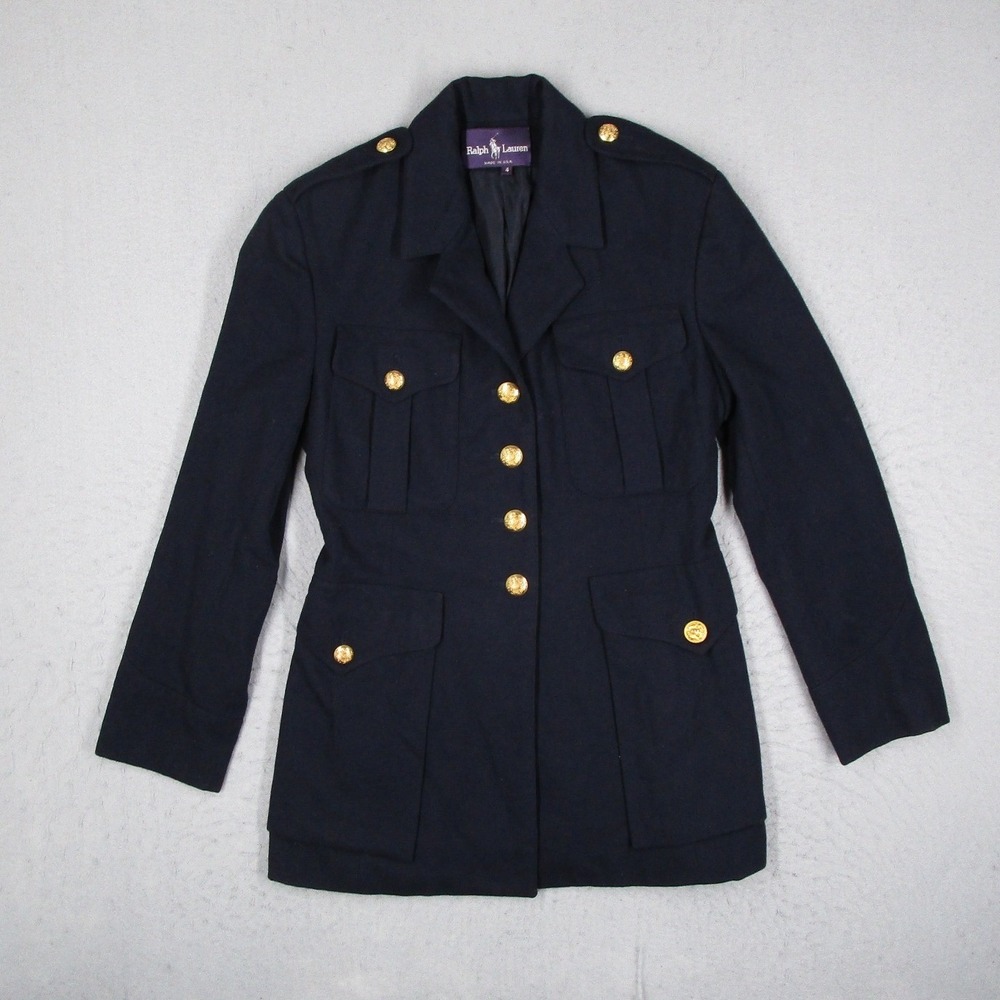 Ralph Lauren Purple Label Jacket 4 Navy Wool Cashmere Military Gold Buttons